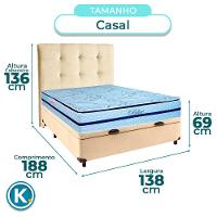Cama Box Bau + Colchão Casal Molas Ensacadas Blue Paropas + Cabeceira Estofada - 3
