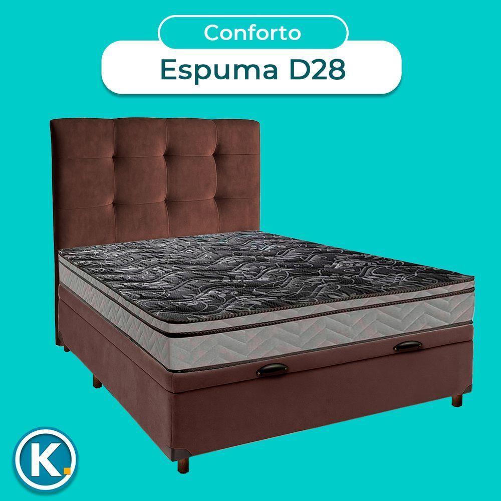 Cama Box Bau + Colchão Casal D28 Conforto Paropas + Cabeceira Estofada - 4