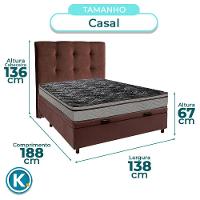 Cama Box Bau + Colchão Casal D28 Conforto Paropas + Cabeceira Estofada - 3
