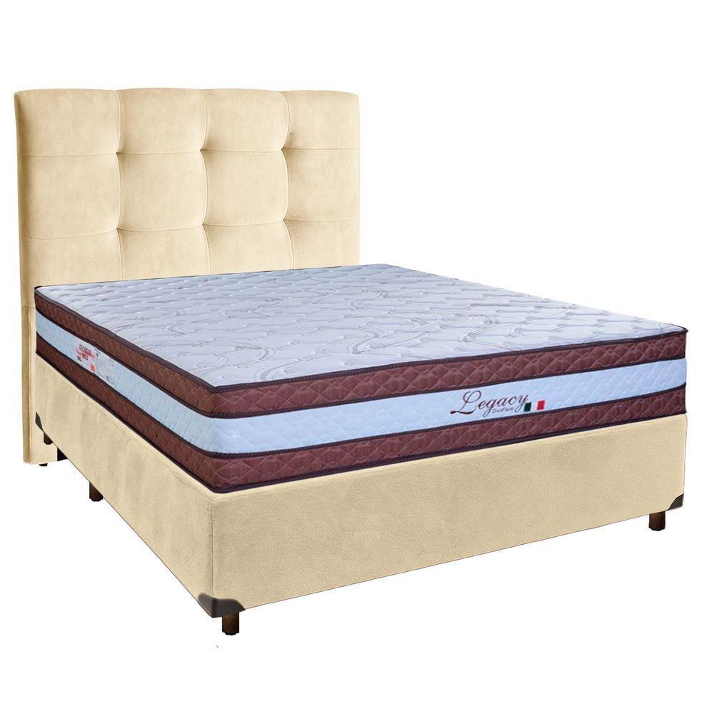 Cama + Box Perola E Colchão Molas Ensacadas Casal - Legaccy Paropas + Cabeceira - 1