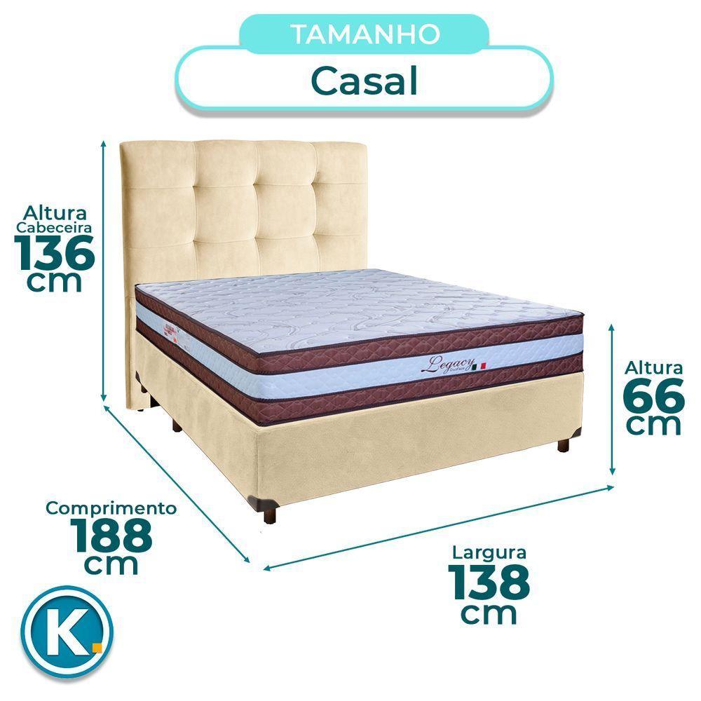 Cama + Box Perola E Colchão Molas Ensacadas Casal - Legaccy Paropas + Cabeceira - 3