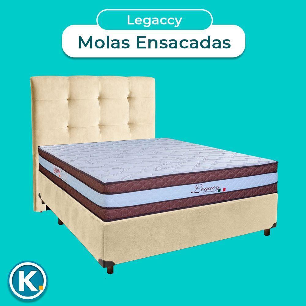 Cama + Box Perola E Colchão Molas Ensacadas Casal - Legaccy Paropas + Cabeceira - 4