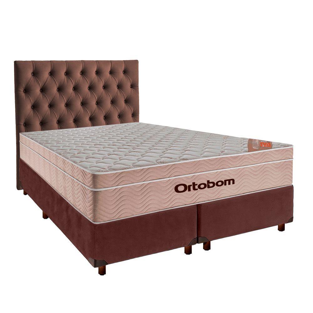 Cama Box + Colchão Queen Ortobom Molas Ensacadas Airtech + Cabeceira Estofada - 1