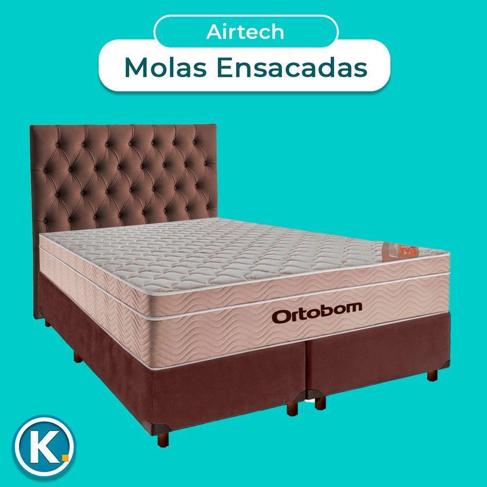 Cama Box + Colchão Queen Ortobom Molas Ensacadas Airtech + Cabeceira Estofada - 4