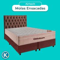 Cama Box + Colchão Queen Ortobom Molas Ensacadas Airtech + Cabeceira Estofada
