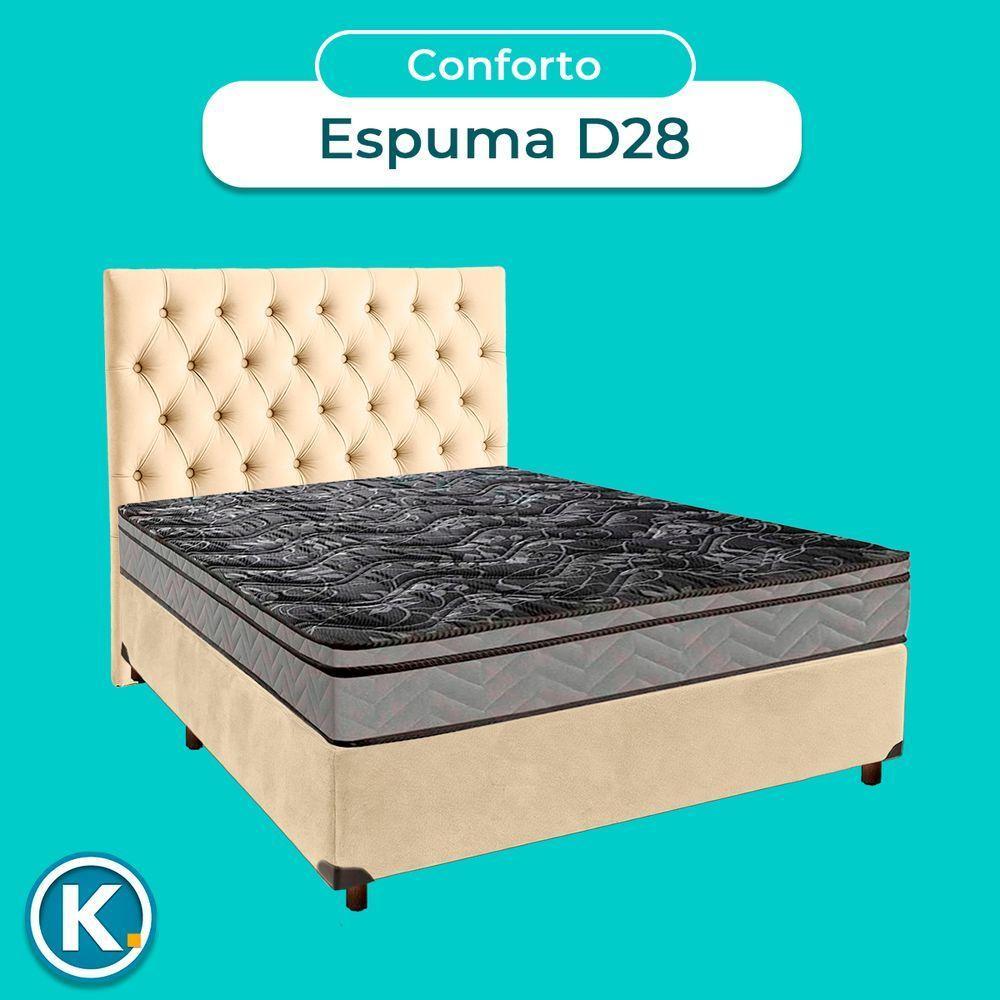 Cama Box + Colchão Casal D28 Conforto Paropas + Cabeceira Estofada - 4