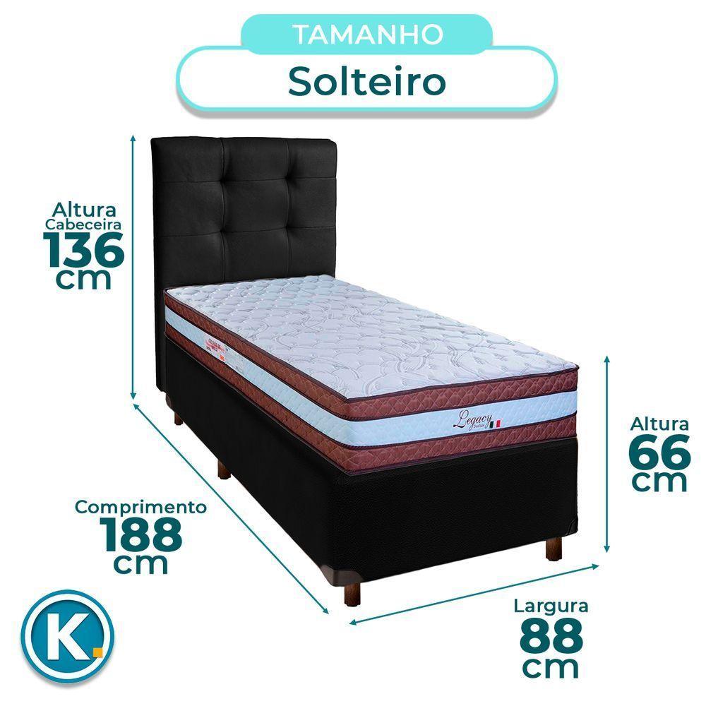 Cama + Box Preto E Colchão Molas Ensacadas Solteiro - Legaccy Paropas + Cabeceira - 3