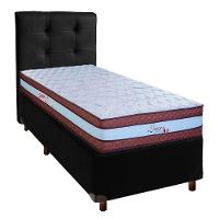 Cama + Box Preto E Colchão Molas Ensacadas Solteiro - Legaccy Paropas + Cabeceira - 1