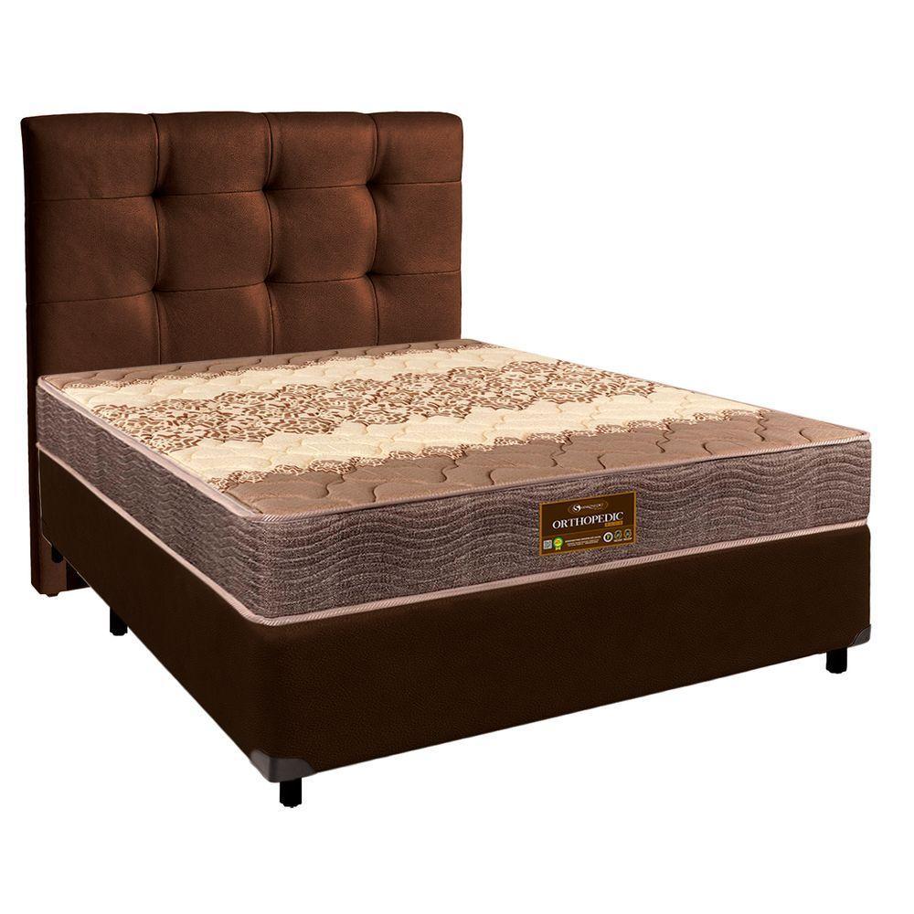 Cama Box + Colchão Casal D26 Ortophedic Sankonfort + Cabeceira Estofada - 1