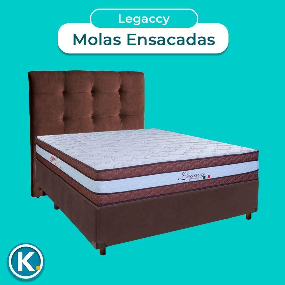 Cama Box + Colchão Casal Molas Ensacadas Legaccy Paropas + Cabeceira Estofada - 4