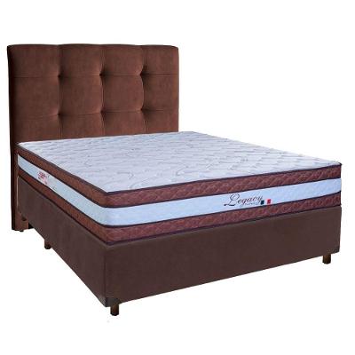 Cama Box + Colchão Casal Molas Ensacadas Legaccy Paropas + Cabeceira Estofada