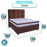Cama Box + Colchão Casal Molas Ensacadas Legaccy Paropas + Cabeceira Estofada - 3