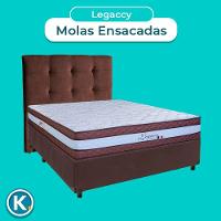 Cama Box + Colchão Casal Molas Ensacadas Legaccy Paropas + Cabeceira Estofada