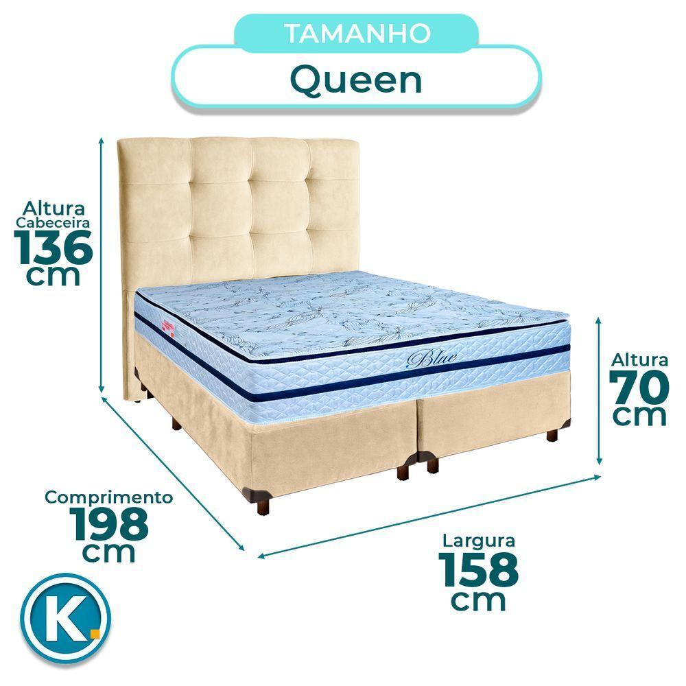 Cama Box + Colchão Queen Molas Ensacadas Blue Paropas + Cabeceira Estofada - 3