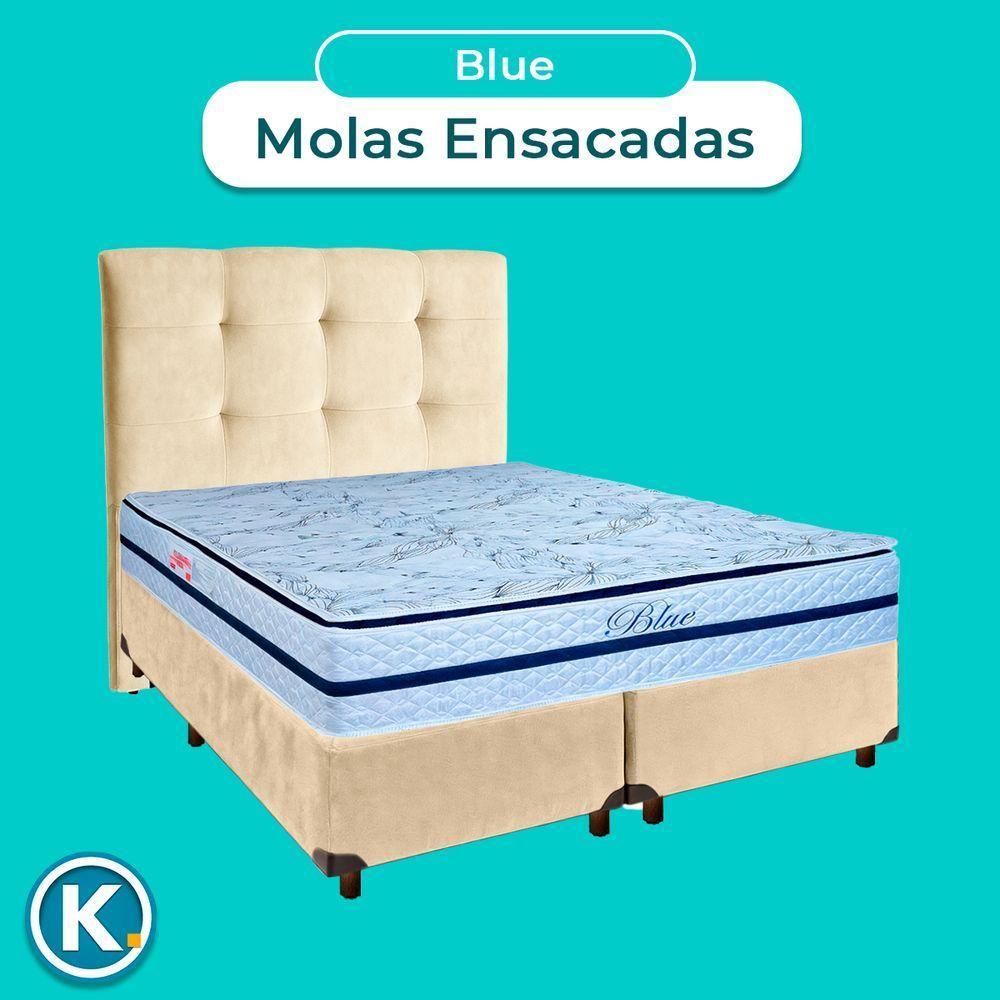Cama Box + Colchão Queen Molas Ensacadas Blue Paropas + Cabeceira Estofada - 4