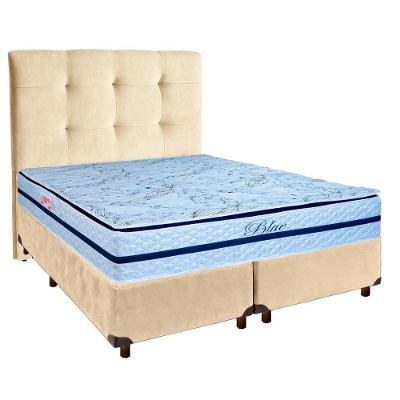 Cama Box + Colchão Queen Molas Ensacadas Blue Paropas + Cabeceira Estofada