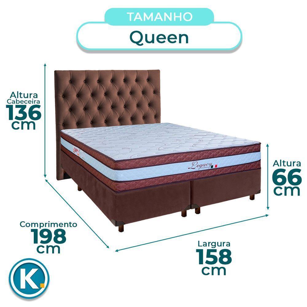 Cama + Box Marrom E Colchão Molas Ensacadas Queen - Legaccy Paropas + Cabeceira - 3