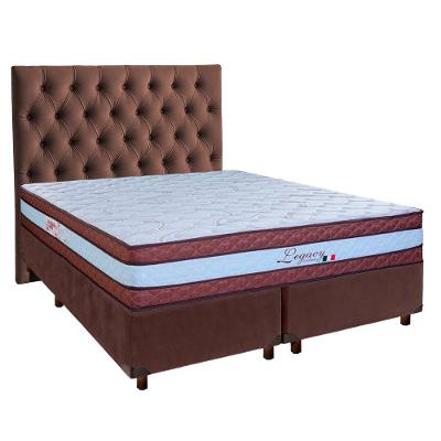 Cama + Box Marrom E Colchão Molas Ensacadas Queen - Legaccy Paropas + Cabeceira