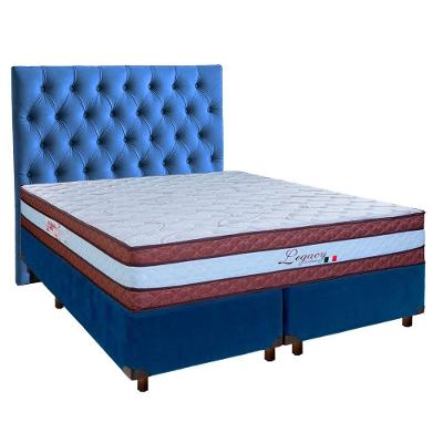 Cama Box + Colchão Queen Molas Ensacadas Legaccy Paropas + Cabeceira Estofada