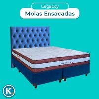 Cama Box + Colchão Queen Molas Ensacadas Legaccy Paropas + Cabeceira Estofada