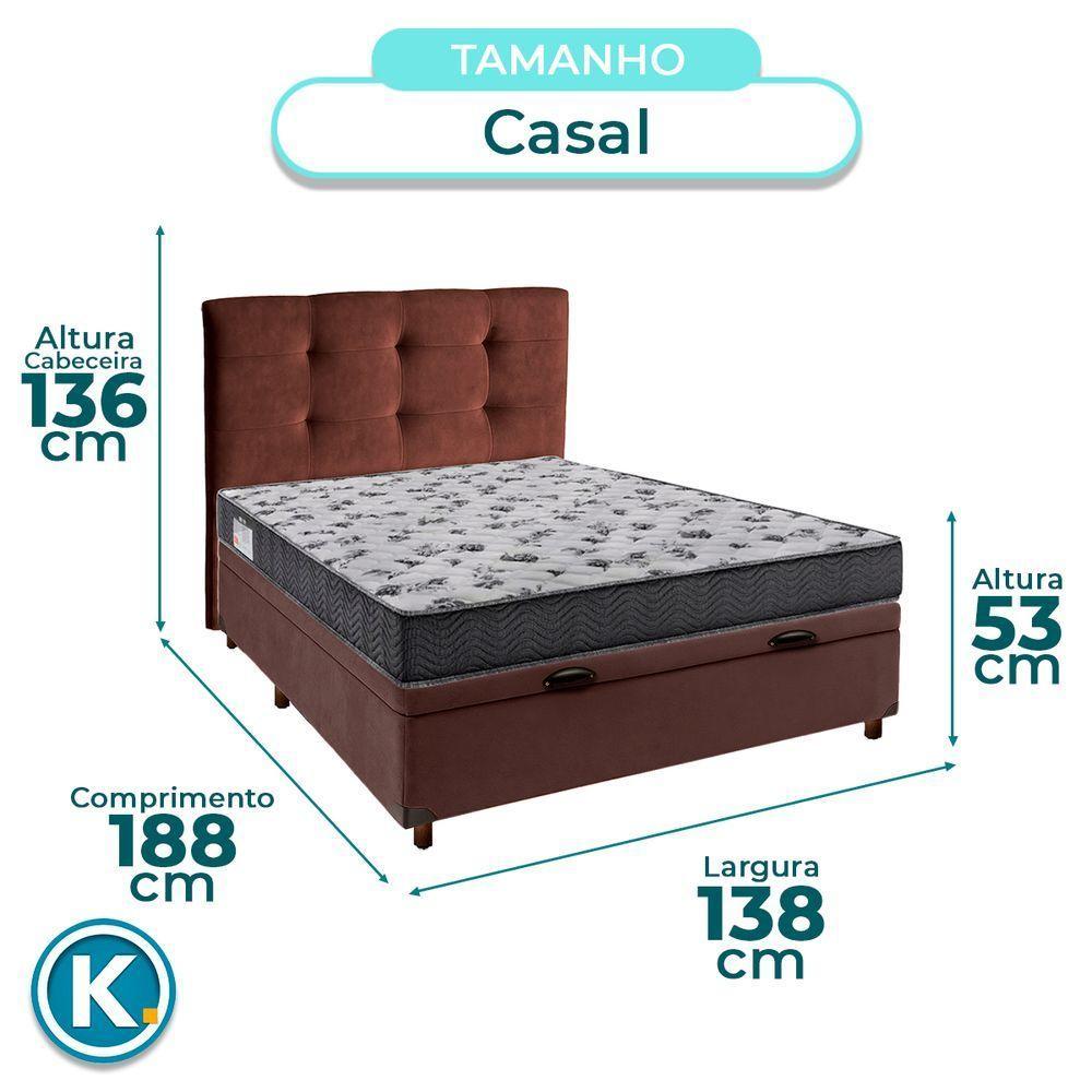 Cama Box Bau + Colchão Casal Ortobom D33 Iso100 + Cabeceira Estofada - 3