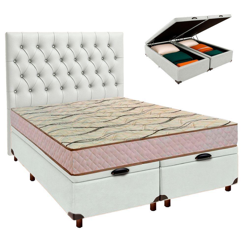 Cama Box Bau + Colchão Casal D33 Maxsono Paropas + Cabeceira Estofada - 1