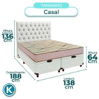 Cama Box Bau + Colchão Casal D33 Maxsono Paropas + Cabeceira Estofada - 3