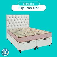 Cama Box Bau + Colchão Casal D33 Maxsono Paropas + Cabeceira Estofada