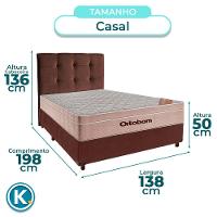 Cama + Box Marrom E Colchão Ortobom Molas Ensacadas Casal - Airtech + Cabeceira - 3