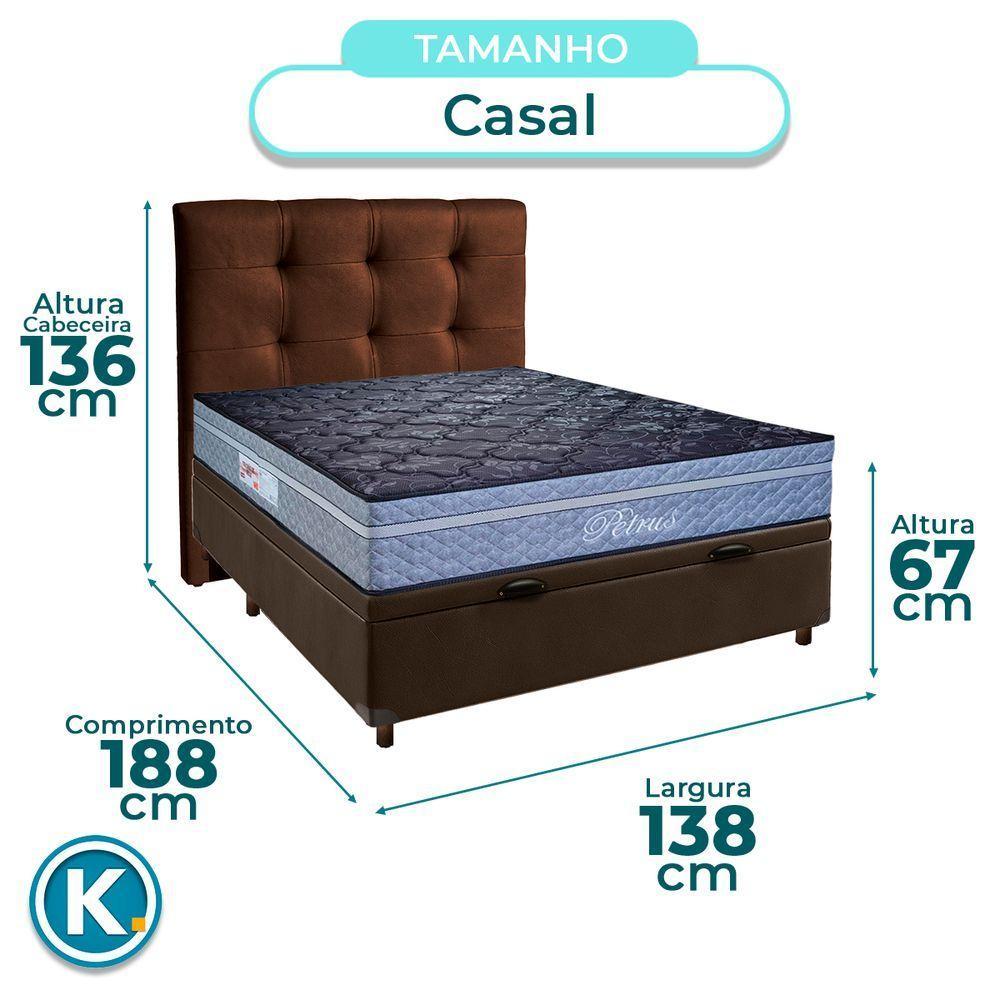 Cama Box Bau + Colchão Casal Molas Ensacadas Petrus Paropas + Cabeceira Estofada - 3
