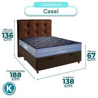 Cama Box Bau + Colchão Casal Molas Ensacadas Petrus Paropas + Cabeceira Estofada - 3