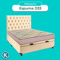 Cama Box Bau + Colchão Casal D33 Maxsono Paropas + Cabeceira Estofada