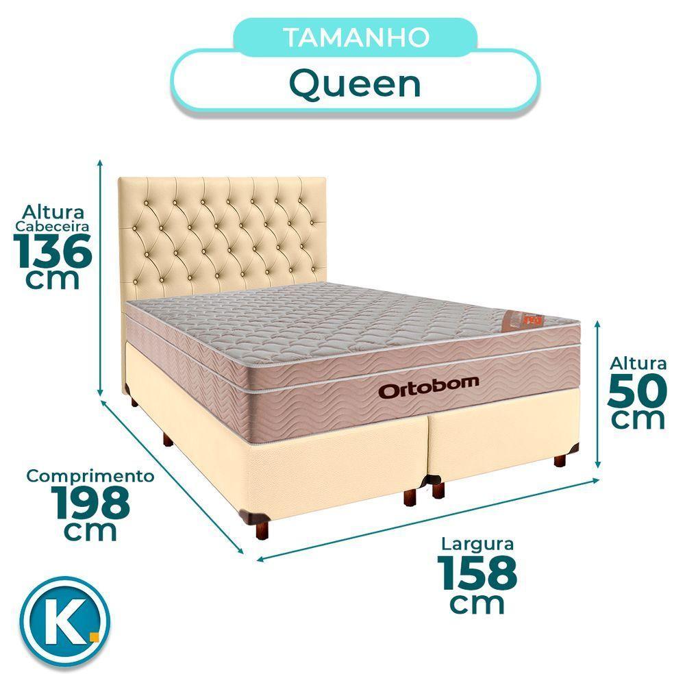 Cama Box + Colchão Queen Ortobom Molas Ensacadas Airtech + Cabeceira Estofada - 3