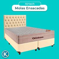 Cama Box + Colchão Queen Ortobom Molas Ensacadas Airtech + Cabeceira Estofada