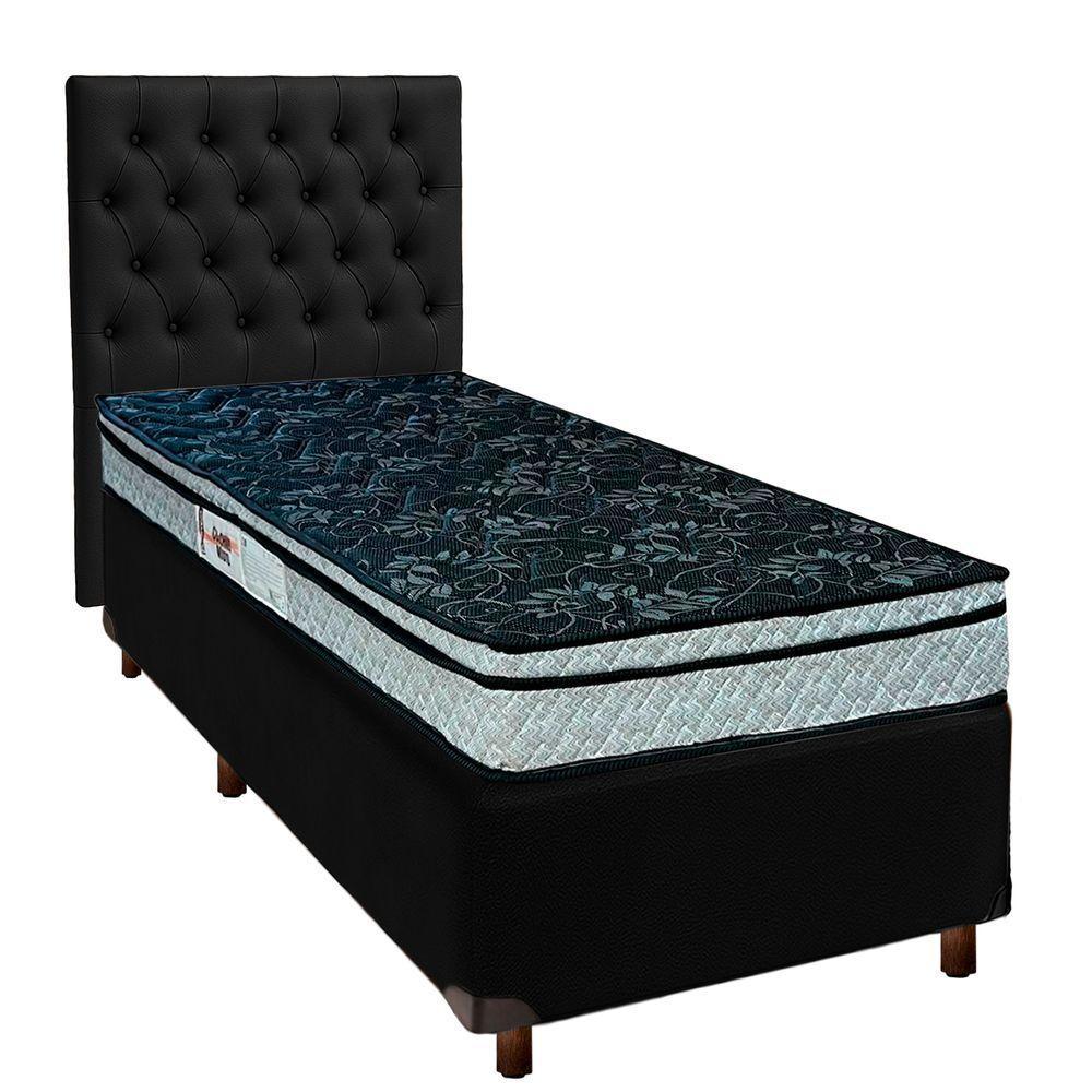 Cama Box + Colchão Solteiro D28 Conforto Paropas + Cabeceira Estofada - 1