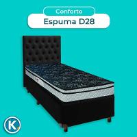 Cama Box + Colchão Solteiro D28 Conforto Paropas + Cabeceira Estofada
