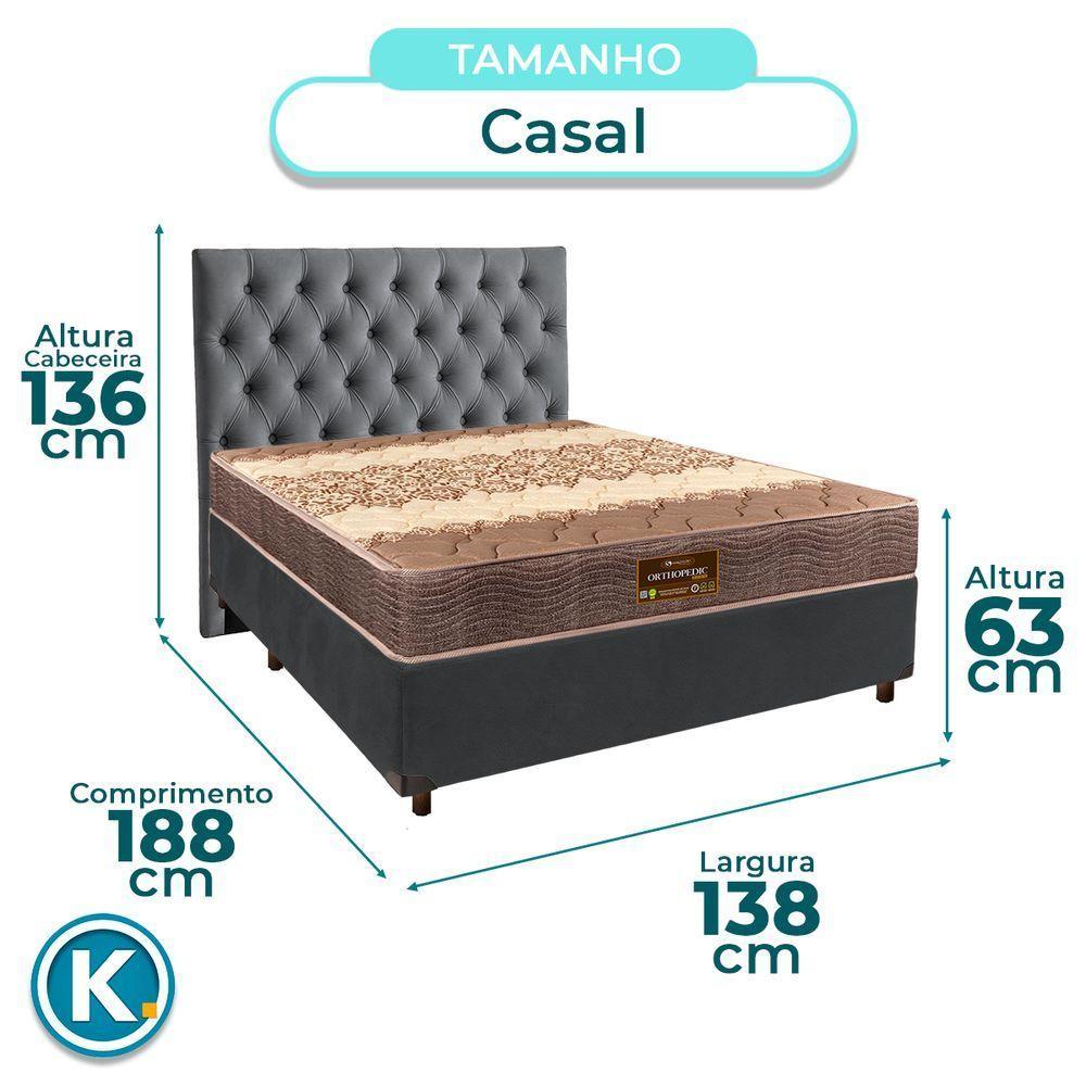 Cama + Box Cinza E Colchão D26 Casal - Ortophedic Sankonfort + Cabeceira - 3