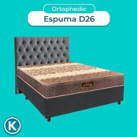 Cama + Box Cinza E Colchão D26 Casal - Ortophedic Sankonfort + Cabeceira