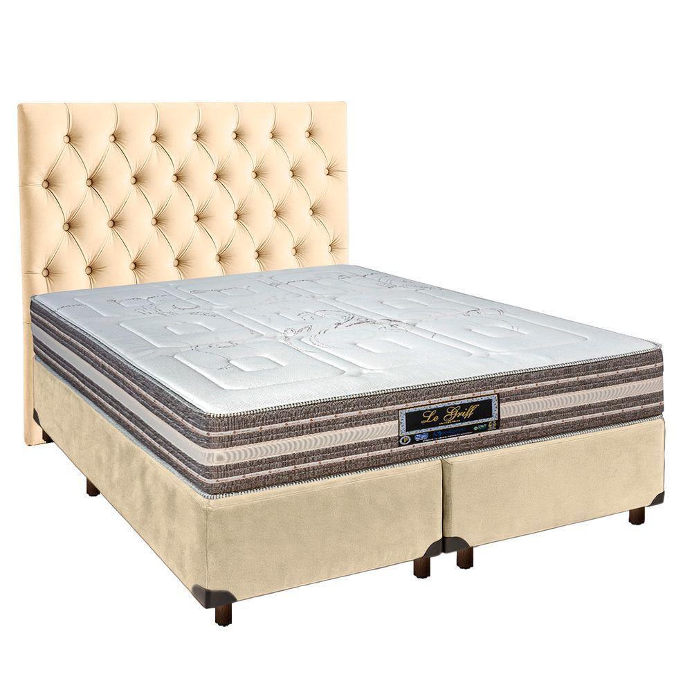 Cama + Box Blindado E Colchão Molas Ensacadas Casal - Legriff Sankonfort + Cabeceira - 1