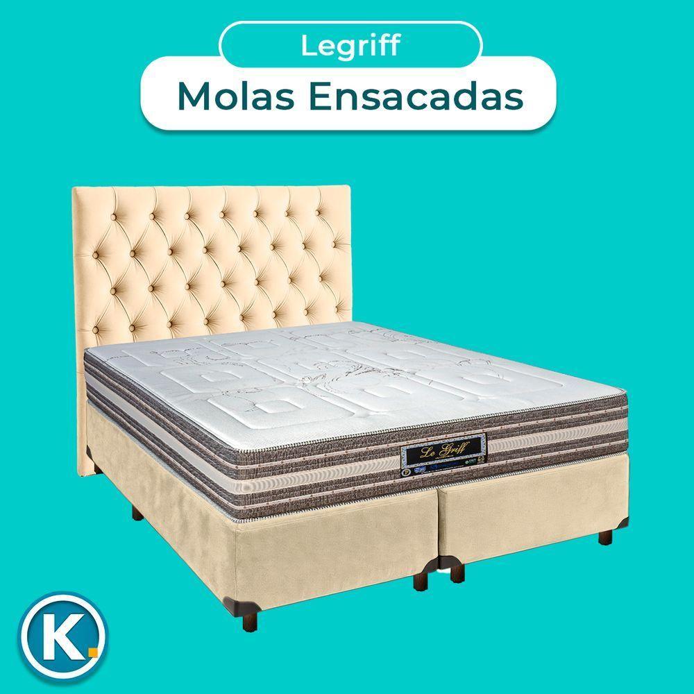 Cama + Box Blindado E Colchão Molas Ensacadas Casal - Legriff Sankonfort + Cabeceira - 4
