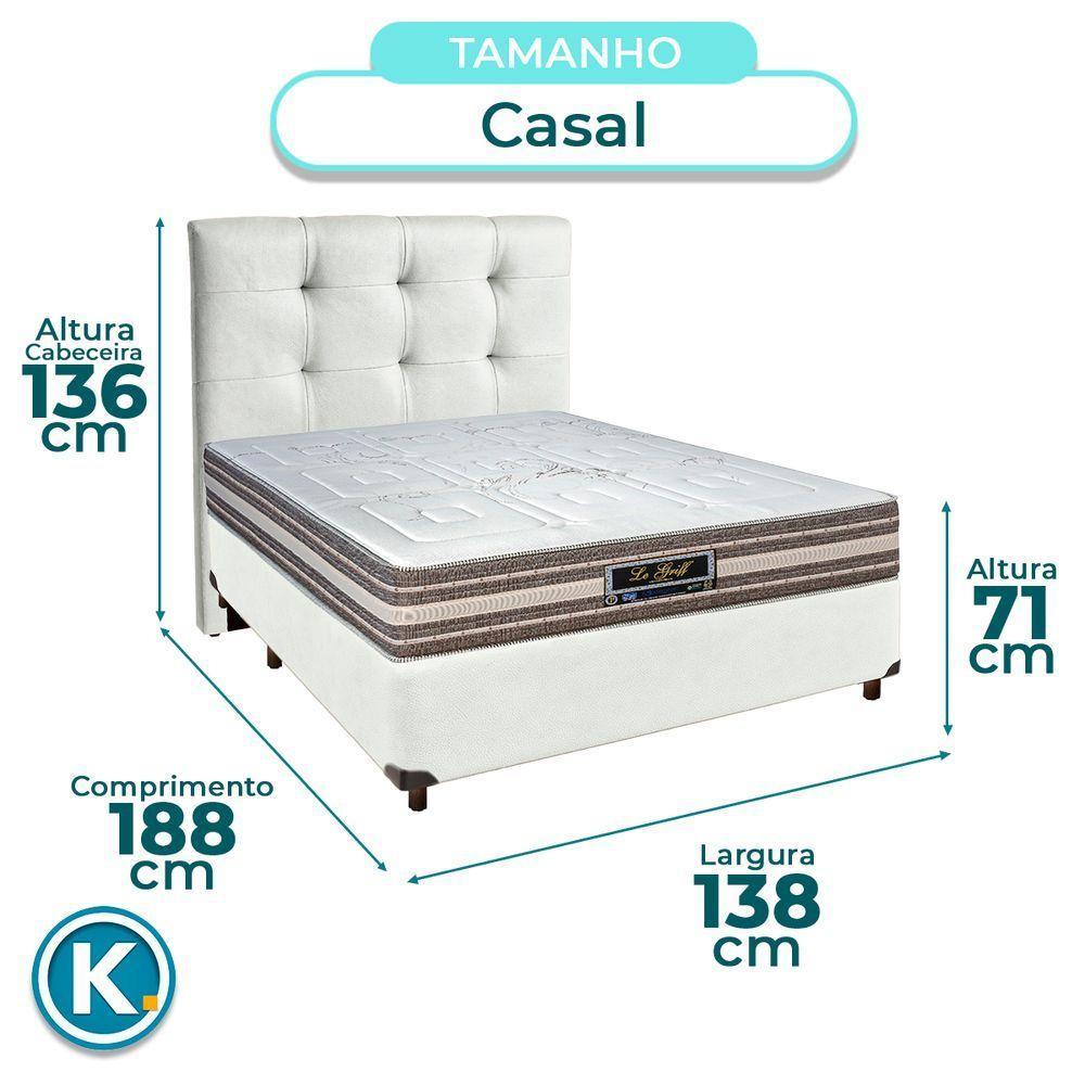 Cama + Box Branco E Colchão Molas Ensacadas Casal - Legriff Sankonfort + Cabeceira - 2