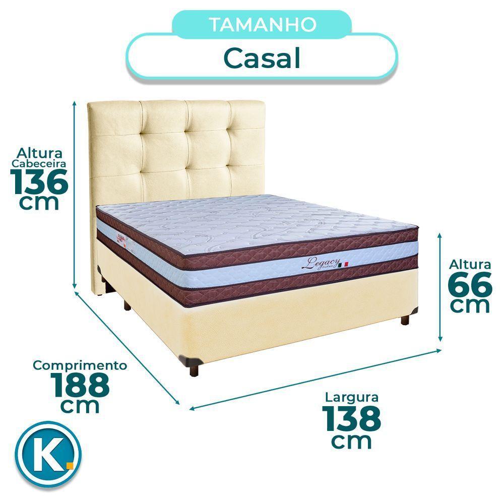 Cama Box + Colchão Casal Molas Ensacadas Legaccy Paropas + Cabeceira Estofada - 3