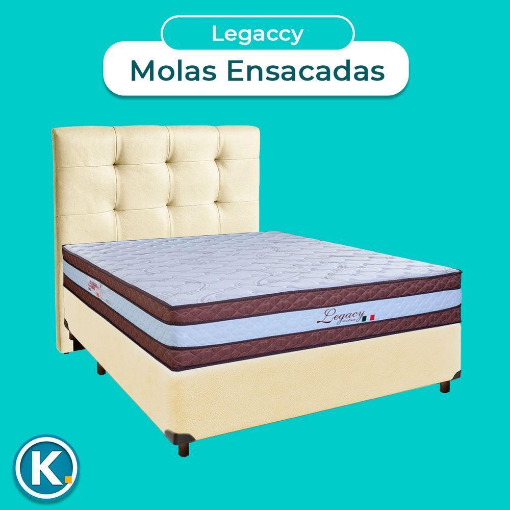 Cama Box + Colchão Casal Molas Ensacadas Legaccy Paropas + Cabeceira Estofada - 4