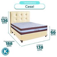 Cama Box + Colchão Casal Molas Ensacadas Legaccy Paropas + Cabeceira Estofada - 3