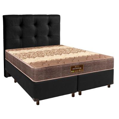 Cama Box + Colchão Queen D26 Ortophedic Sankonfort + Cabeceira Estofada
