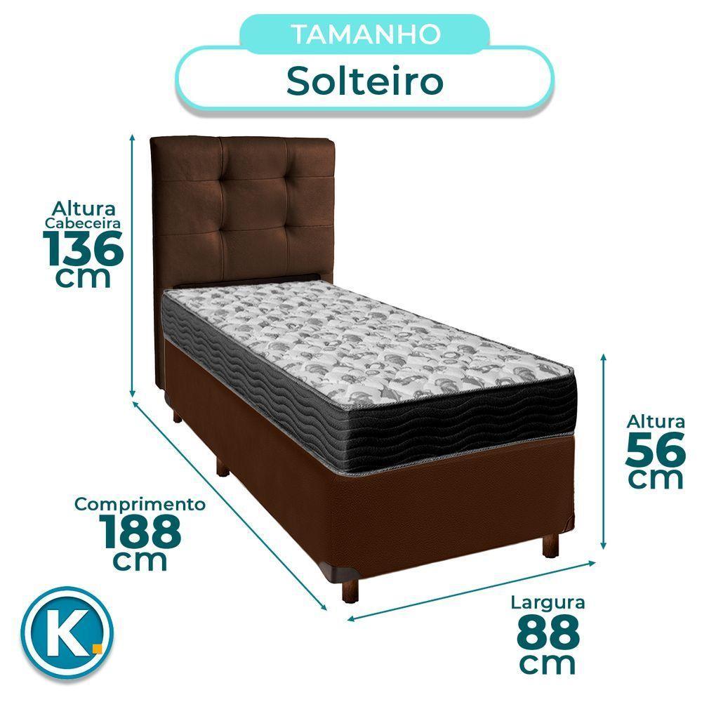 Cama + Box Marrom E Colchão Ortobom D33 Solteiro - Iso100 + Cabeceira - 3