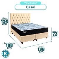 Cama Box + Colchão Casal Molas Ensacadas Life Gold Paropas + Cabeceira Estofada