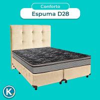 Cama Box + Colchão Casal D28 Conforto Paropas + Cabeceira Estofada