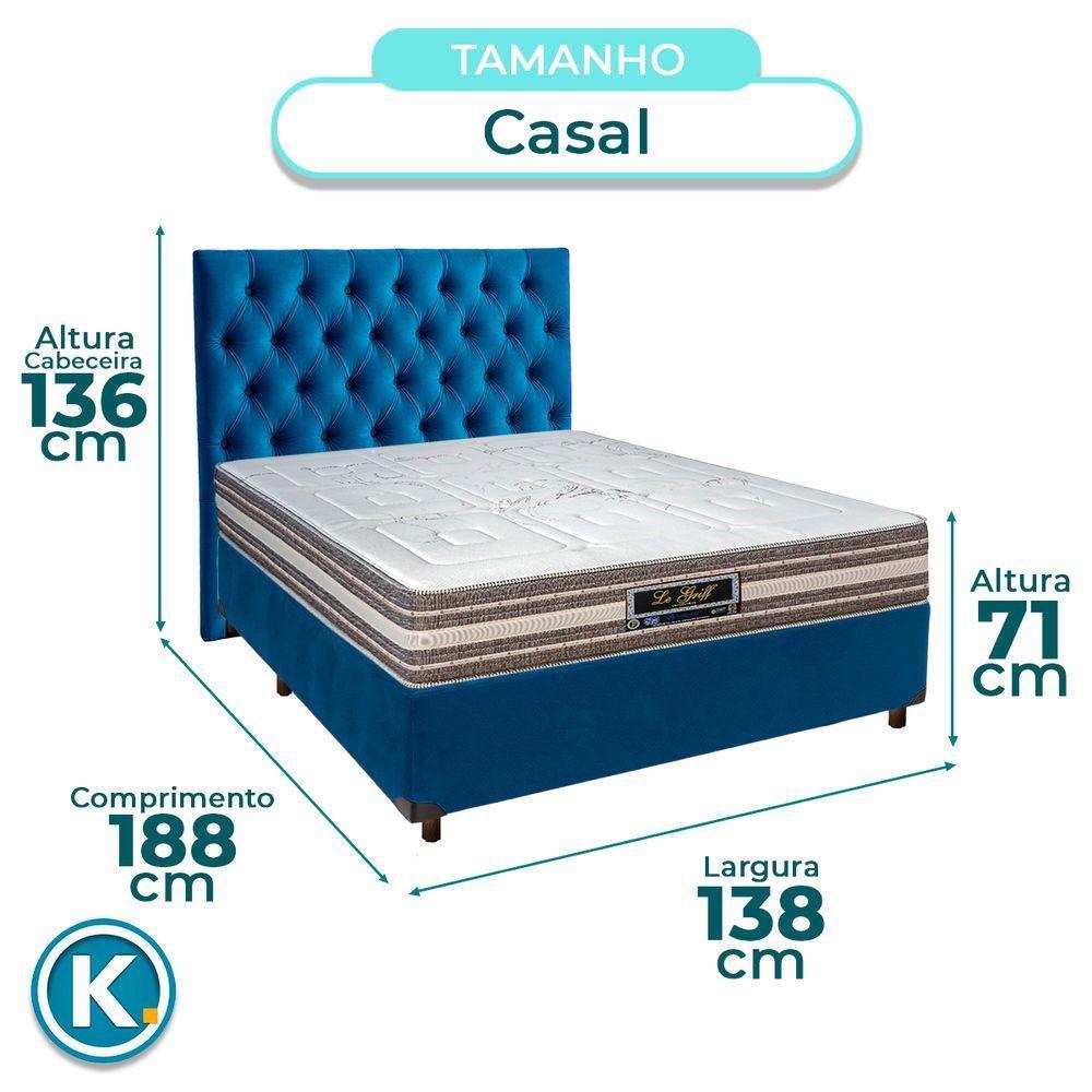 Cama + Box Azul E Colchão Molas Ensacadas Casal - Legriff Sankonfort + Cabeceira - 3