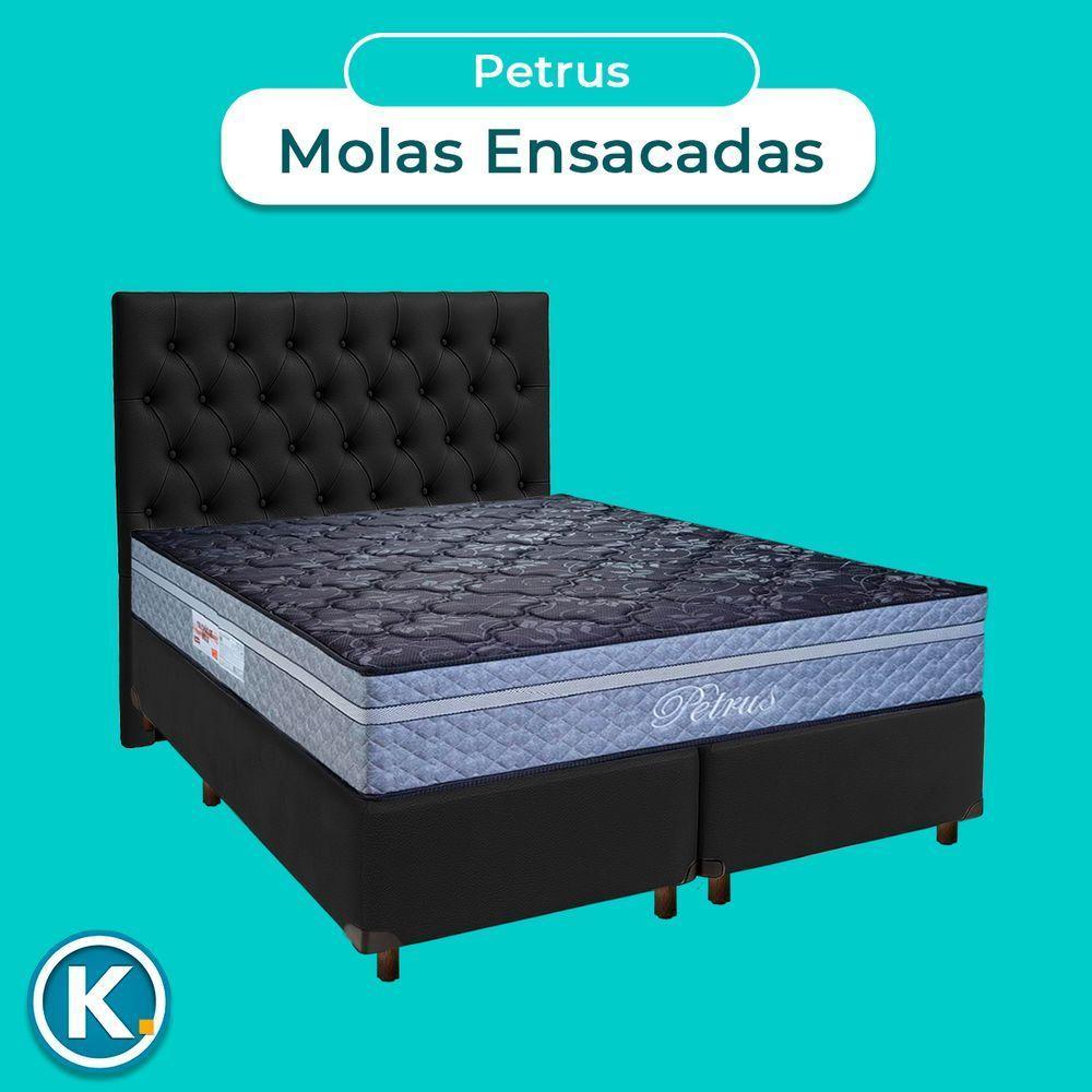 Cama Box + Colchão Queen Molas Ensacadas Petrus Paropas + Cabeceira Estofada - 4